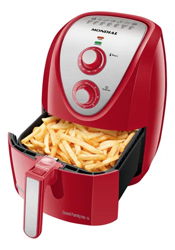 Fritadeira Sem Óleo Air Fryer 5l Mondial Vermelho e inox 1900w Afn-50-ri