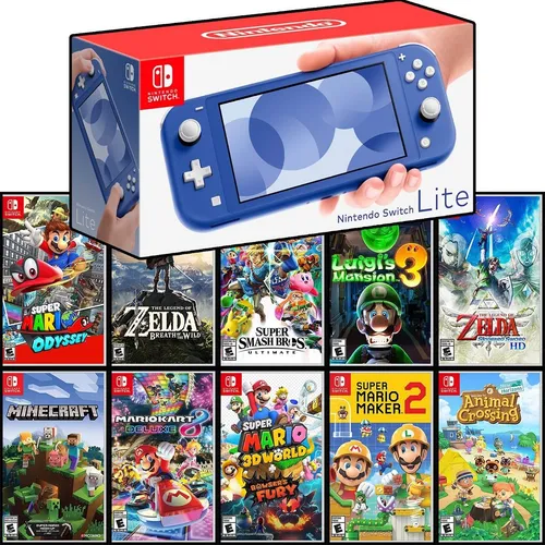 Two Player Nintendo Switch Lite Multiplayer Game For Switch Nintendo Switch  Lite 32GB Blue Edition, Mario Kart Deluxe Bundle, Portable Handheld Gaming 