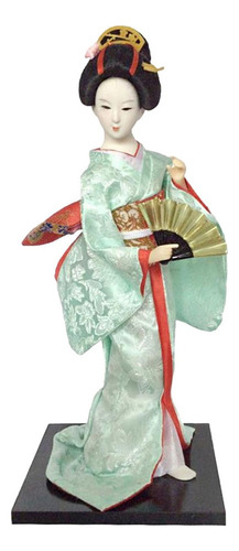 Decoración De Estante De Muñecas De Kimono Verde Claro