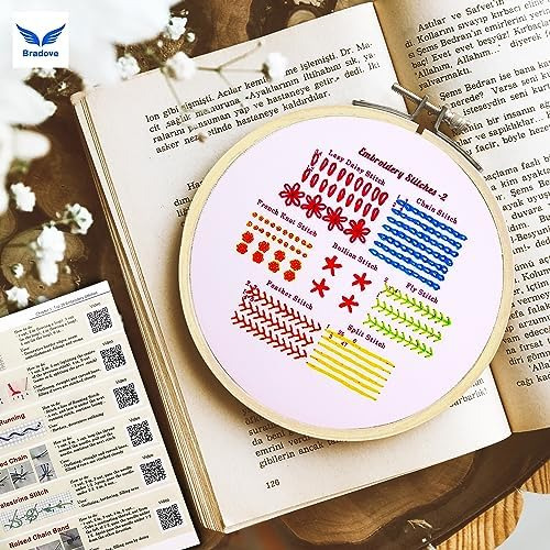 Bradove Kit De Práctica De Puntadas De Bordado De 4 Juegos,