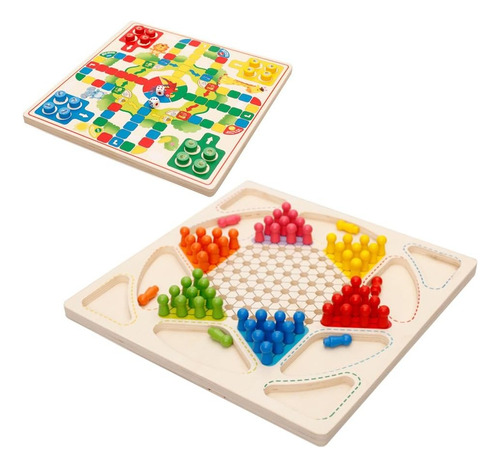 Damas Chinas Tablero Y Ludo Juego De Madera Didáctico Niños