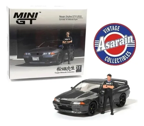 Nissan Skyline Gtr R32 Gunmetal Matsuda Figure Mini Gt 1/64