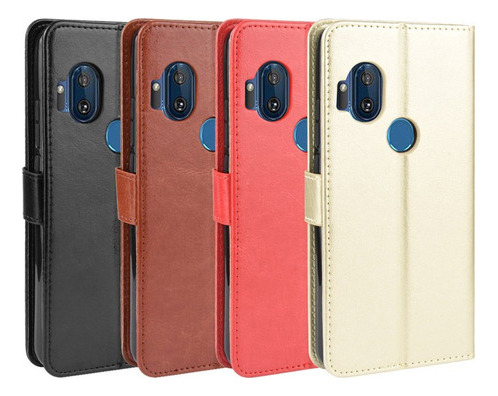 Funda For Motorola One Hyper De Cuero Flipper Cartera