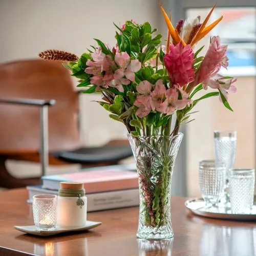 Vaso De Vidro Luxuoso Decoração Grande 23cm Flores Plantas
