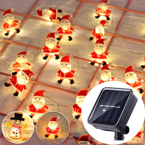 2024 Luces Navideñas Solares De Papá Noel De 40 Led Con