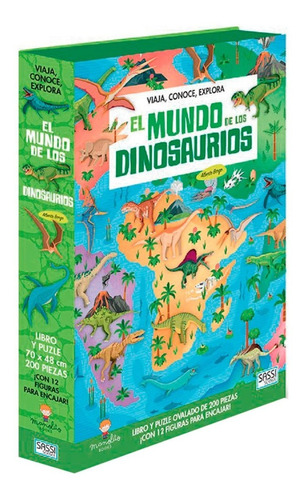 Puzzle 200 Piezas Con Libro El Mundo De Los Dinosaurios Edu