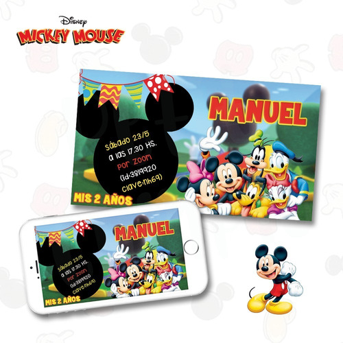 Invitación Digital Mickey Y Sus Amigos Personalizada Virtual