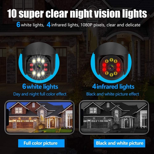 Imagen 4 de 10 de Cameras De Seguridad Wifi Exteriore 1080p Con Alarma De Luz
