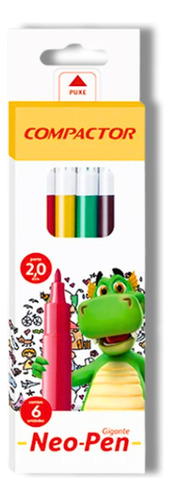 Caneta Hidrocor Neo Pen Gigante 6 Cores Alta Qualidade