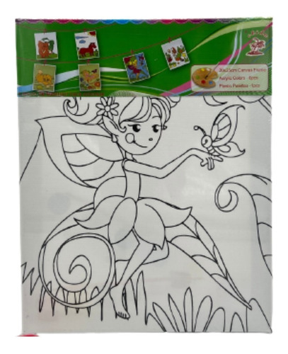 Lienzo Dibujo Para Niños + Pinturas 20 X 25 Cm