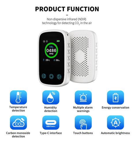 Li Detector Portátil De Co2 Y Aire 4 En 1 Mejorado For