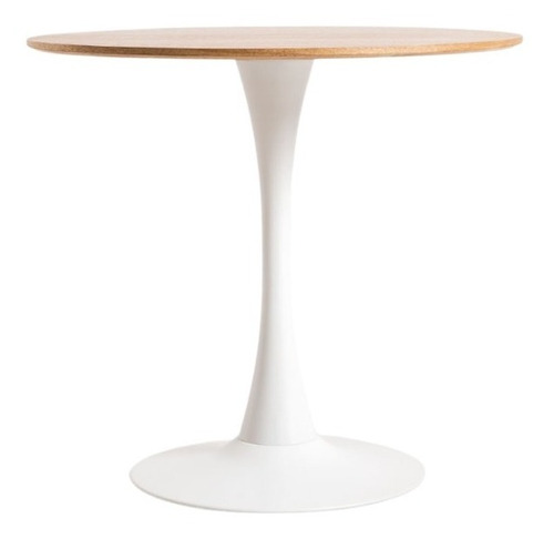 Mesa Tulip Wood Base Blanco 100cm Diámetro