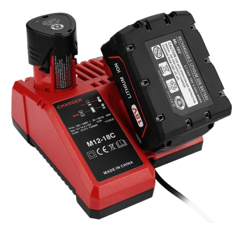 Cargador De Batería Li-ion M12-18c Para Milwaukee 12v 14.4v