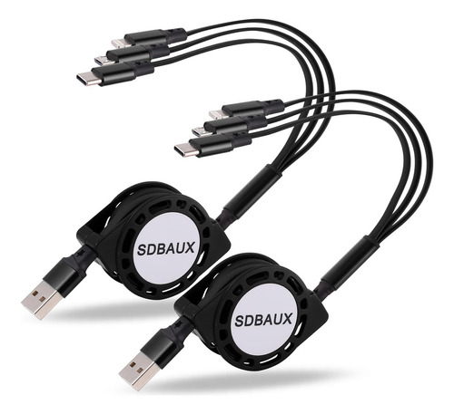 Sdbaux Paquete De 2 Cables De Carga Multiusb Retráctiles 3 E