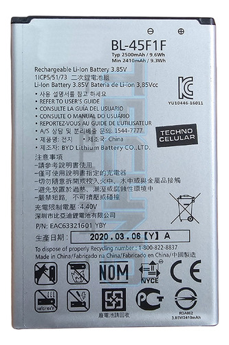Bata Para Lg K4 2017 - K8 2017 - K9 Bl-45f1f 100% Original