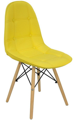 Cadeira Charles Eames Botonê Eiffel Wood Estofada Couro
