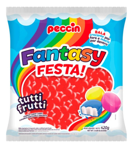 Bala Drageada Fantasy Festa Vermelha Tutti Frutti 420g