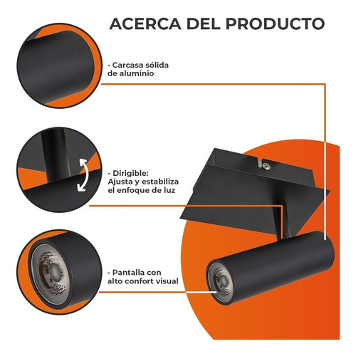 Lampara Sobreponer En Techo Blanco 6w Luz Suave Cálida 6lvcl Color Negro Tecnolite 6LVCLED891MV30B