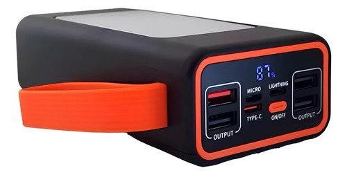 Power Bank 30000mah Carregador Portátil Super Rápido Com Fonte Solar 4 Portas De Carregamento Usb 2 Portas Usb-c 1 V-micro E 1 Compatível Com iPhone Powerbank Turbo Power Bank Carregador Portátil