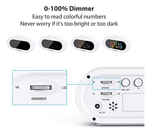 Reacher Reloj Despertador Led Pequeño Y Colorido Con Función