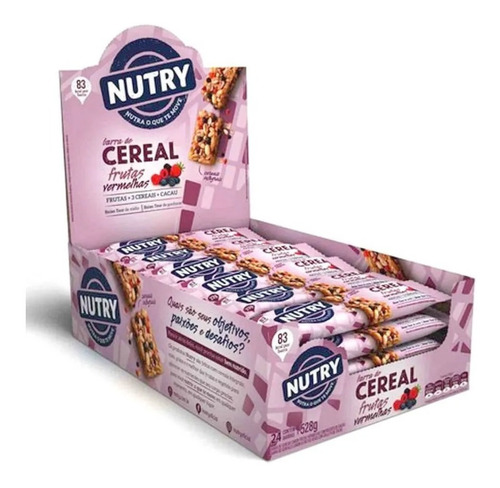 Barra De Cereal Frutas Vermelha+cacau Nutry Kit Com 24x22 Gr