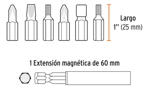 Caja Con 6 Juego De 19 Puntas 1 S2 Truper Expert 11885