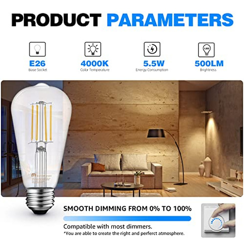 Bombillas Led Edison Regulables Maestría Mart Cri 95+, E26