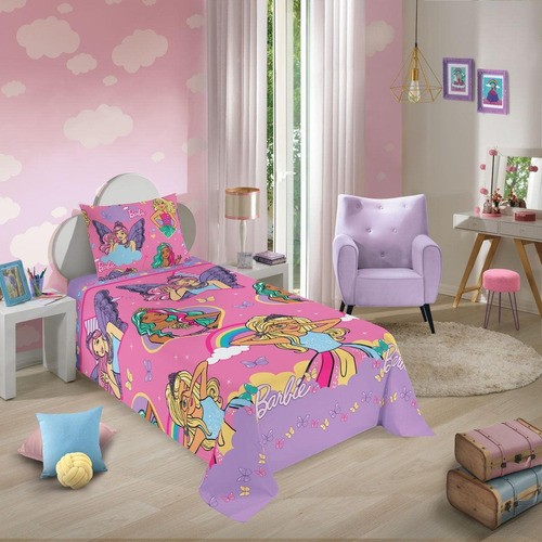 Jogo De Cama Lepper Microfibra Barbie Reinos Magicos