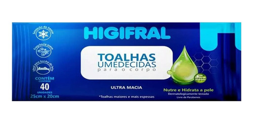 Toalhas Umedecidas Uso Adulto 25 X 20 Cm - Com 40 Unidades