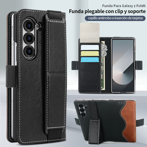 Funda De Piel Con Ranura Para Tarjetas Y Tapa Para Samsung Fold 5 6