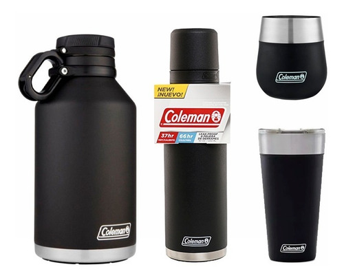 Combo Familiar Coleman Growler 1,9 + Termo 1,2 + Vaso + Mate