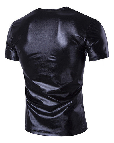 Playera Cuello En V Hombre Casual Brillante Tendencia Slim
