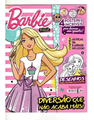 2 Revistas infantis ler e colorir Barbie com lápis de cor +