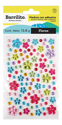 Piedras De Acrílico Con Adhesivo Barrilito, Decorativas Color Forma de Flor Diámetro 1 cm Largo 1 cm