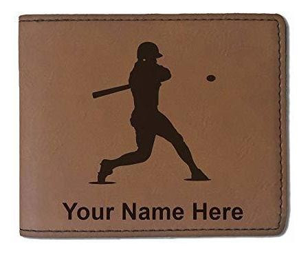 Cartera De Cuero Faux, Jugador De Béisbol 3, Grabado 8wx4a