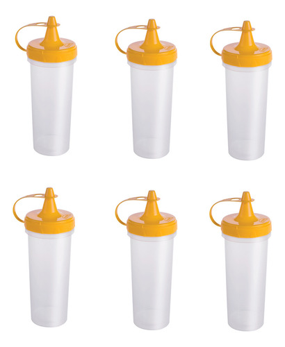Kit 12 Unid Bisnaga Plastico P/ Lanchonetes Mostarda 280ml Cor Transparente
