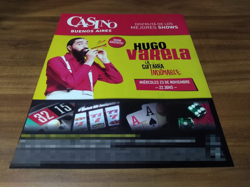 (pc676) Publicidad Hugo Varela * Casino Buenos Aires * 2016 (Usado)
