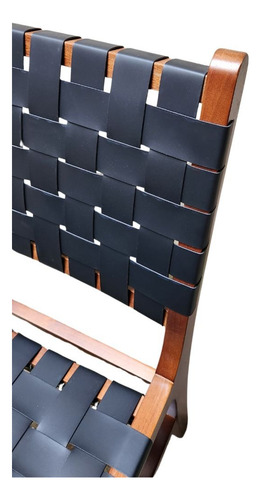 Silla De Comedor Nexus Madera De Teca Eco Cuero Lcm Estructura de la silla Marrón Asiento Negro