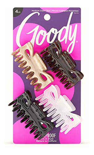 Goody Classics Claw Hair Clip, Medium, 4 Count