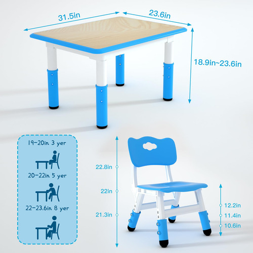 Juego De Mesa De Estudio Para Niños Con 2 Sillas Ajustables