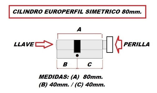 Imagen 2 de 10 de Cilindro Europerfil 80mm Simetrico 3 Lla. Computado Perilla