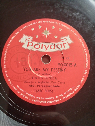 Disco 78 Rpm Paul Anka You Are My Destiny When I Stop Loving