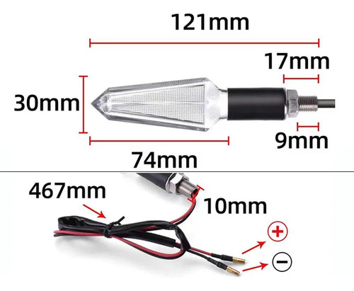 4pz Direccionales Led Moto Ambar Drl D14 Diamante Optica