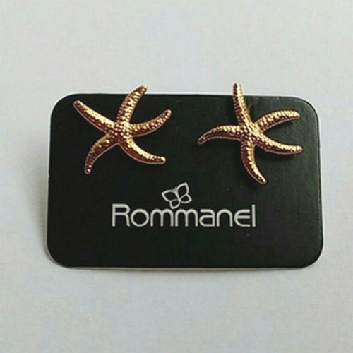Brincos Rommanel Estrela Do Mar Relevo Fol Ouro 18k 525434