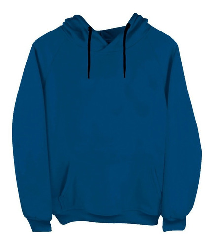 Sudadera Con Gorro Hoodie Azul Acero Blue Moda Adulto