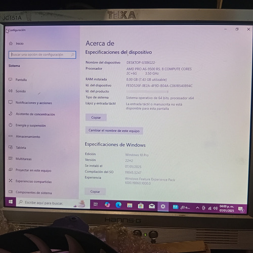 Cpu Lenovo M725s Amd Ram 8 Gb Ddr4 Disco 500 Gb Win10 Wifi (Reacondicionado)