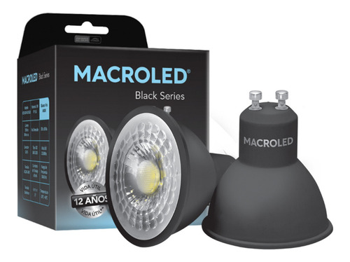 Imagen 1 de 2 de Dicroica Led Eco Negra 7w Macroled - Neutro
