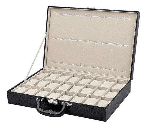 Caja De Reloj Portátil Grande De 36 Ranuras Para Hombres,