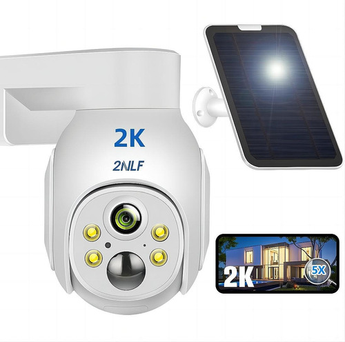 2nlf® Solar Cámara De Seguridad Wifi Con Baterías Hd 2k