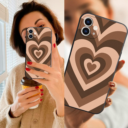 Case Duoqlian iPhone 12, Corazón Marrón Para iPhone 12 Case